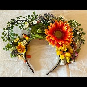 Flower and Garden Minnie Ears with Orange Bird